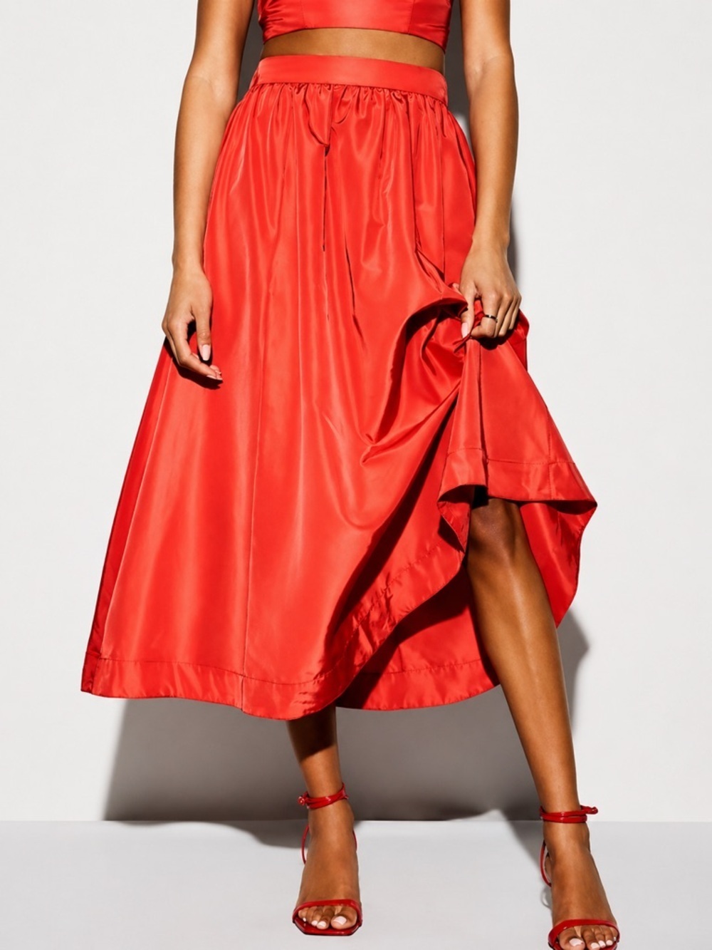 OLD NAVY NWT Poppy Red Taffeta Maxi Skirt Sz XL
